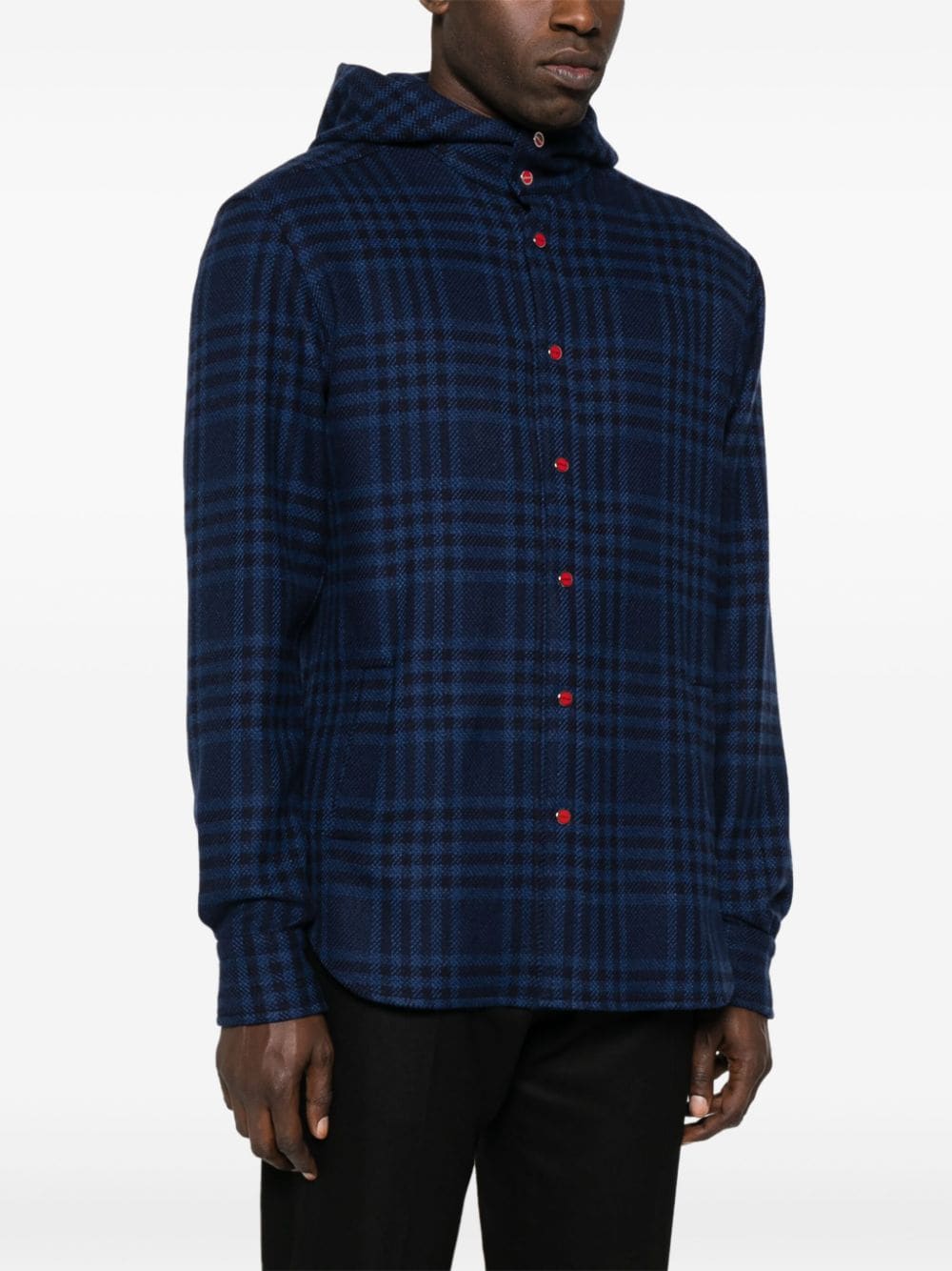 Shop Kiton Checked Cashmere Shirt In Blue