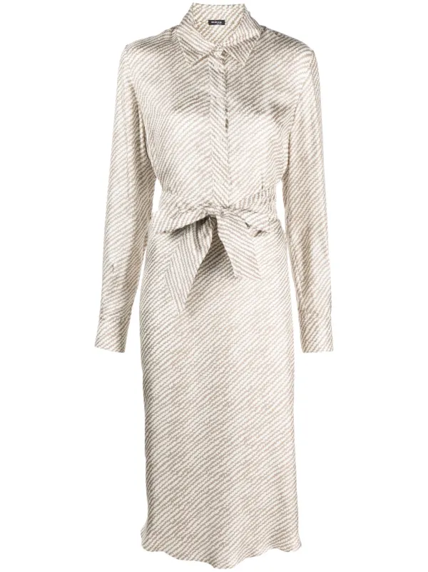 Kiton Abstract-print Silk Shirt Dress in Brown