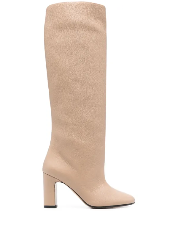 Kiton 95mm Leather Knee-high Boots in Neutrals