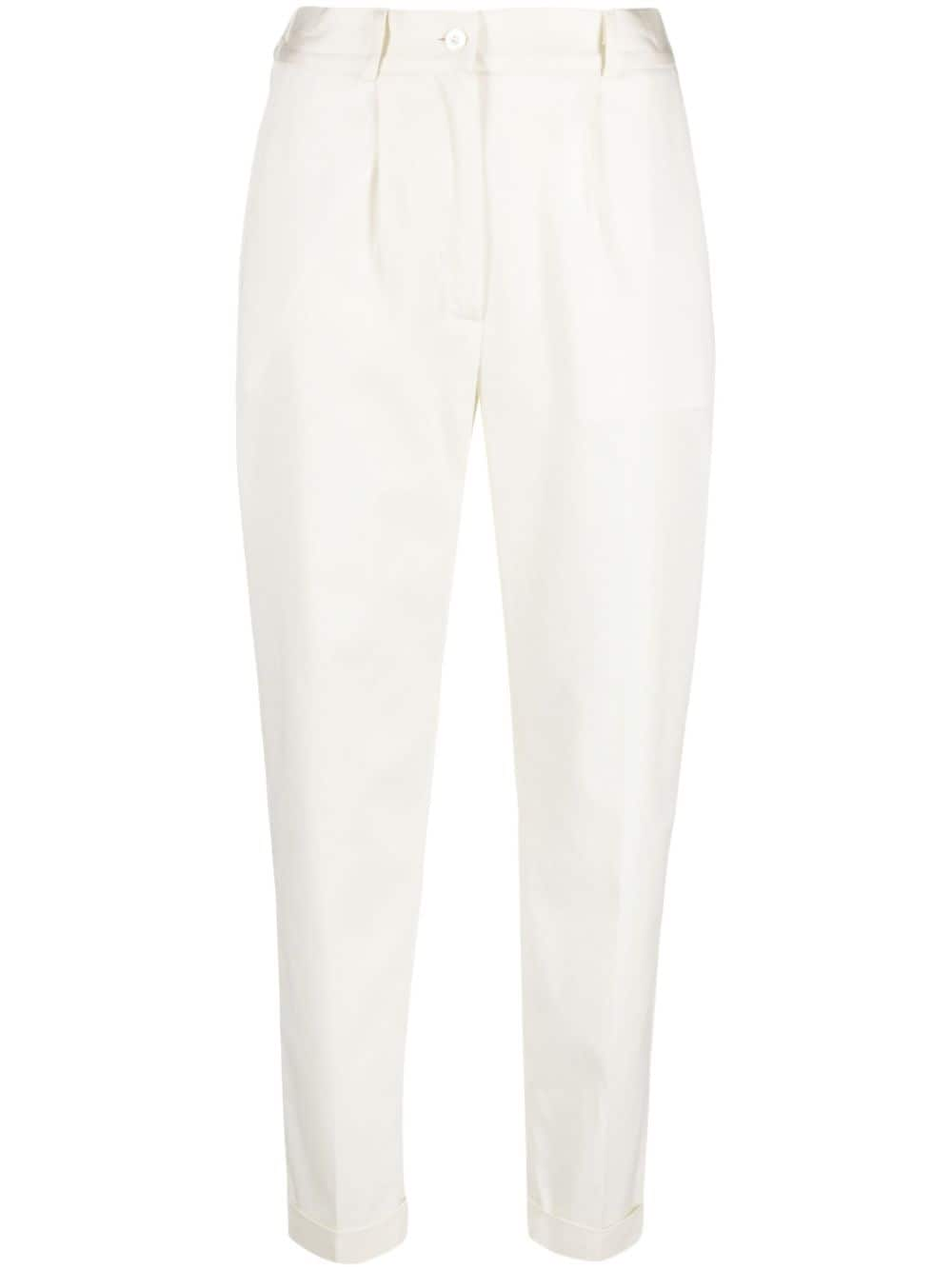 high-waisted tapered twill trousers