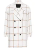 Kiton check-pattern cashmere double-breasted coat - White