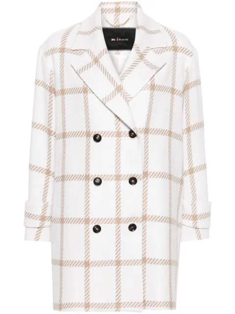 Kiton check-pattern cashmere double-breasted coat