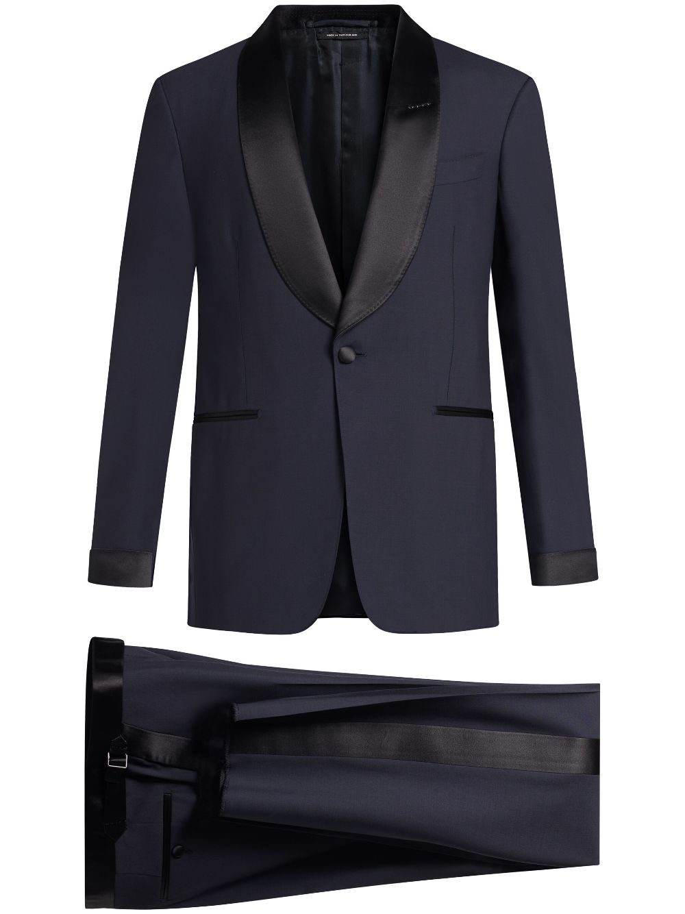 TOM FORD satin-trim suit - Blue