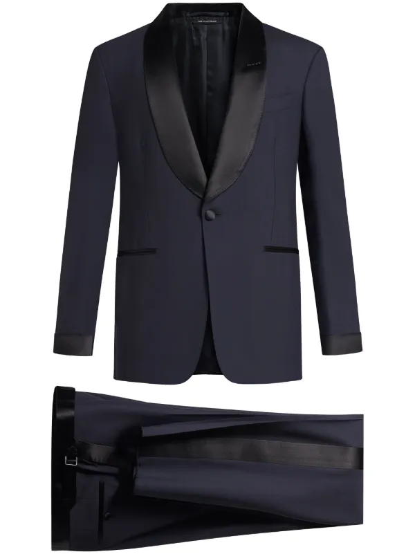 TOM FORD スーツ TOM FORD satin-trim Suit | Blue | FARFETCH