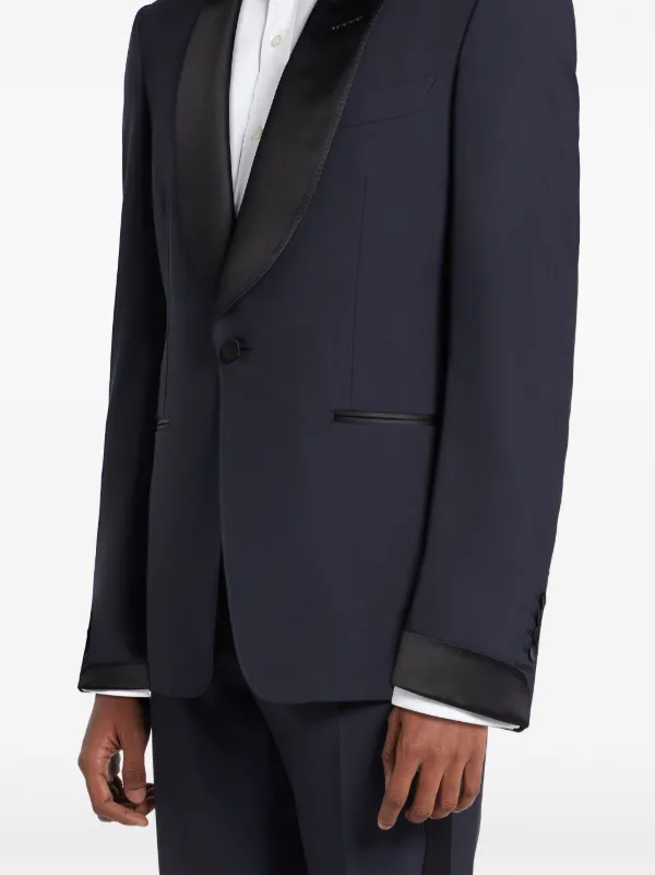 TOM FORD satin-trim Suit | Blue | FARFETCH