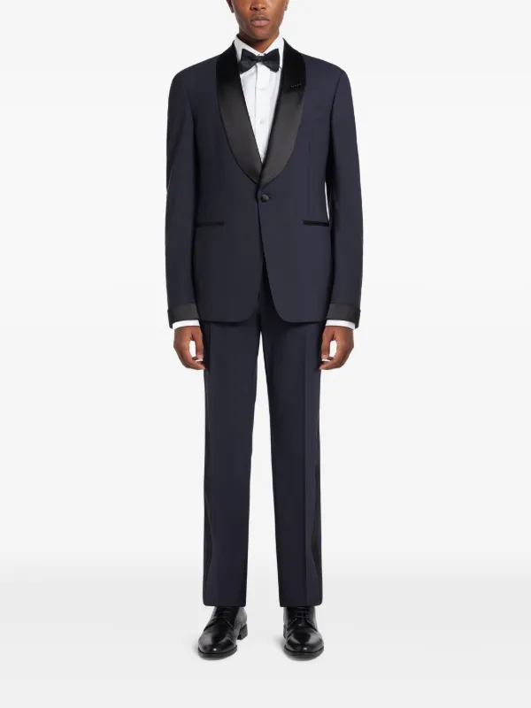 TOM FORD satin-trim Suit | Blue | FARFETCH
