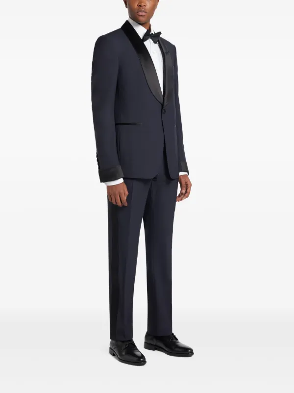 TOM FORD satin-trim Suit | Blue | FARFETCH