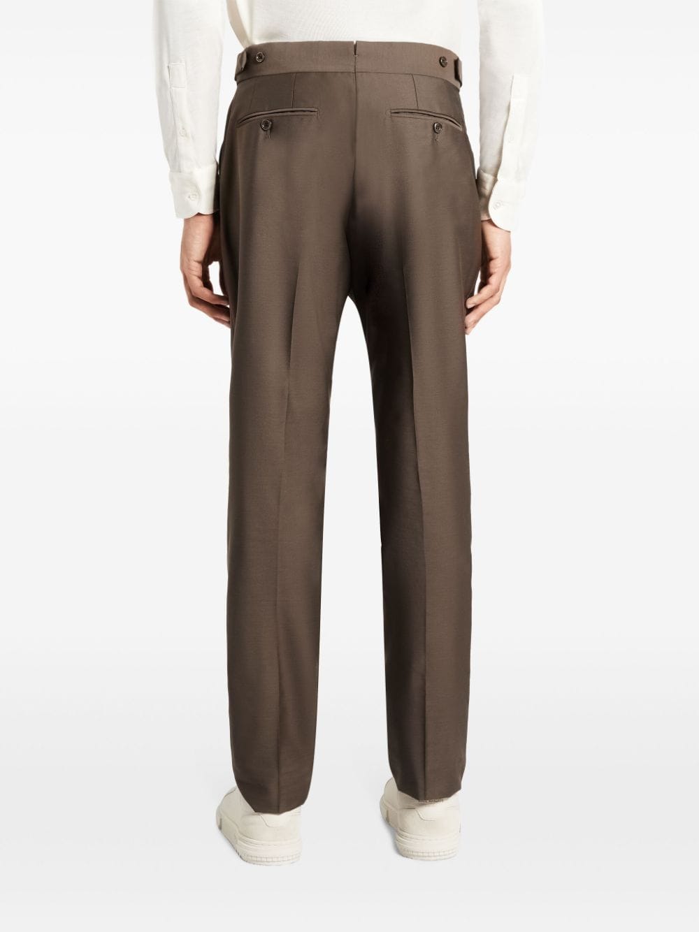 Shop Tom Ford Mid-rise Tapered Trousers In Brown