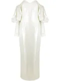 BAZZA ALZOUMAN Juliet-sleeves lamé gown - Green