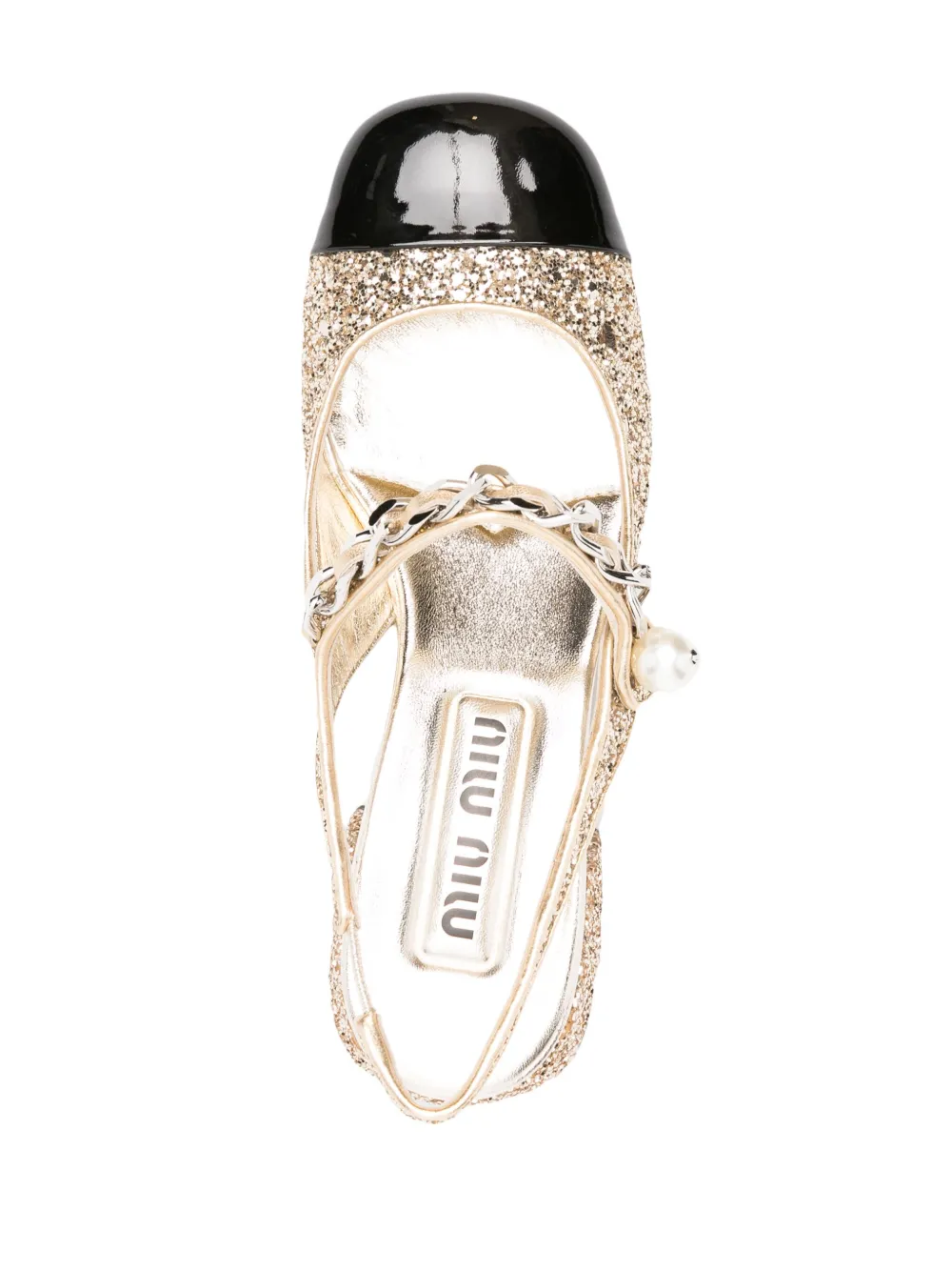 Miu Miu 35mm Glittered Slingback Pumps In Gold