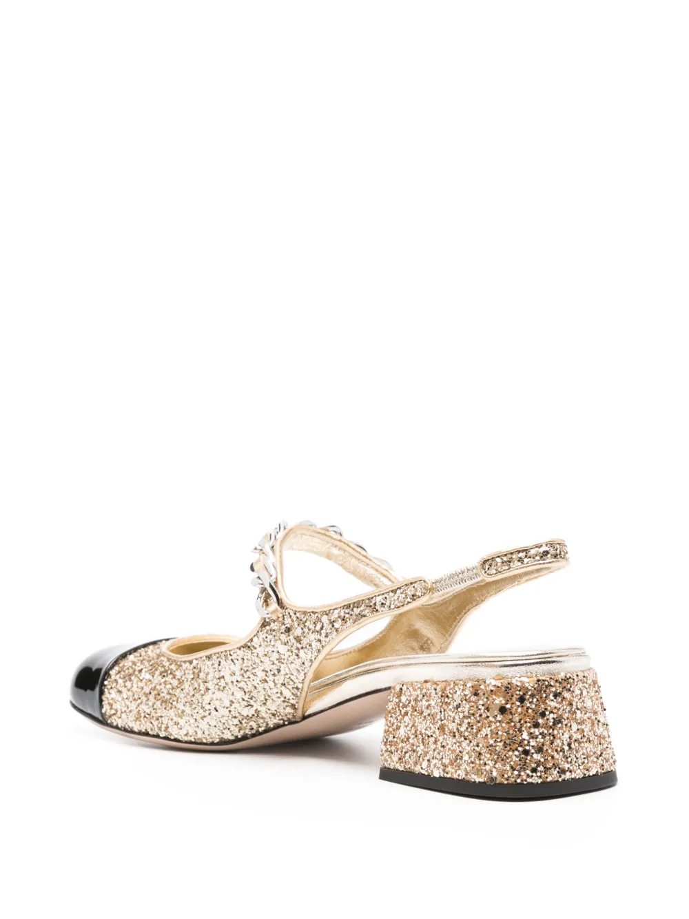 Miu Miu 35mm Glittered Slingback Pumps In Gold
