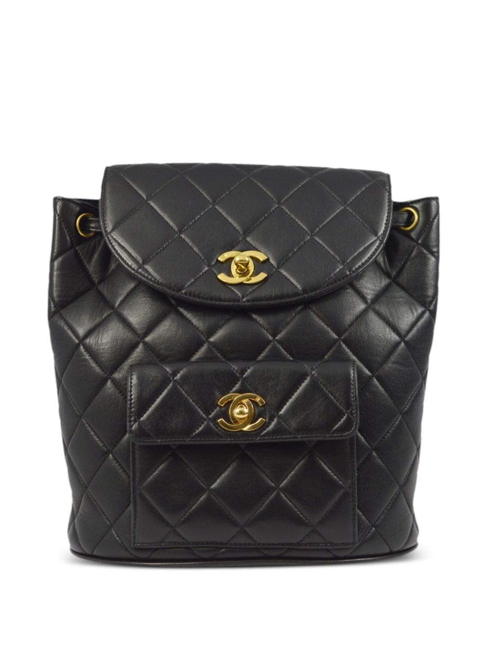 Pre-owned Chanel 1995 Large Duma Backpack In Black