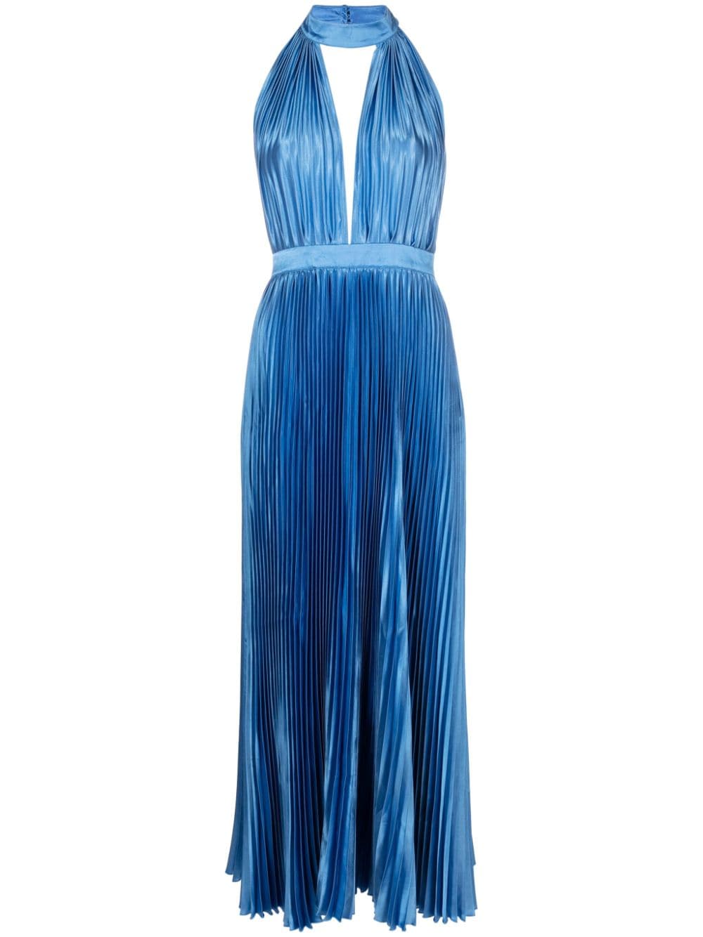 Shop L'idée Chateau Pleated Gown In Blue