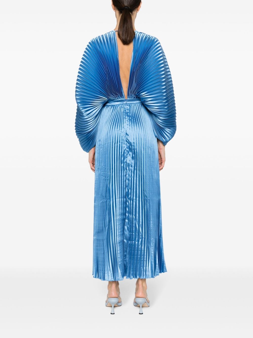 Shop L'idée Versaille Pleated Gown In Blue