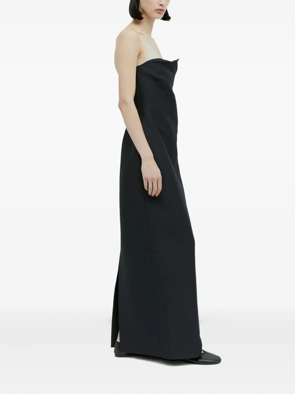 The Row Bardon Draped Strapless Gown In Black