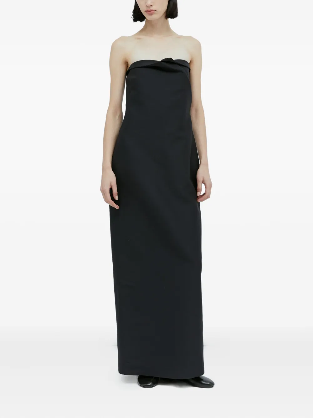 The Row Bardon Draped Strapless Gown In Black