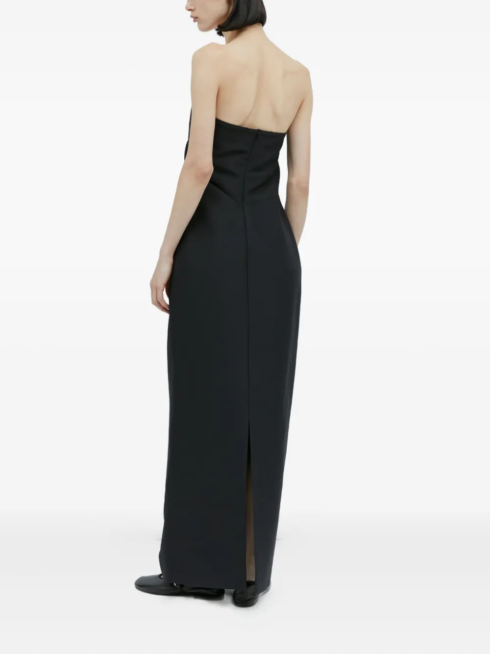The Row Bardon Draped Strapless Gown In Black