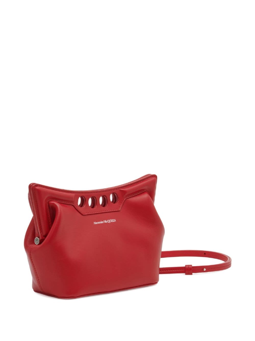 Shop Alexander Mcqueen Mini The Peak Clutch Bag In Red