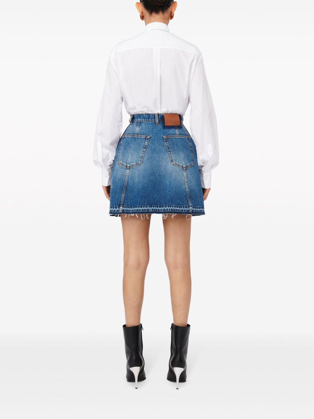 Shop Alexander Mcqueen Side-pocket Denim Miniskirt In Blau
