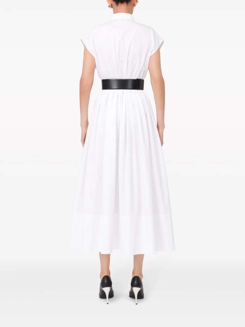 Shop Alexander Mcqueen Belted Cotton Shirtdress In White