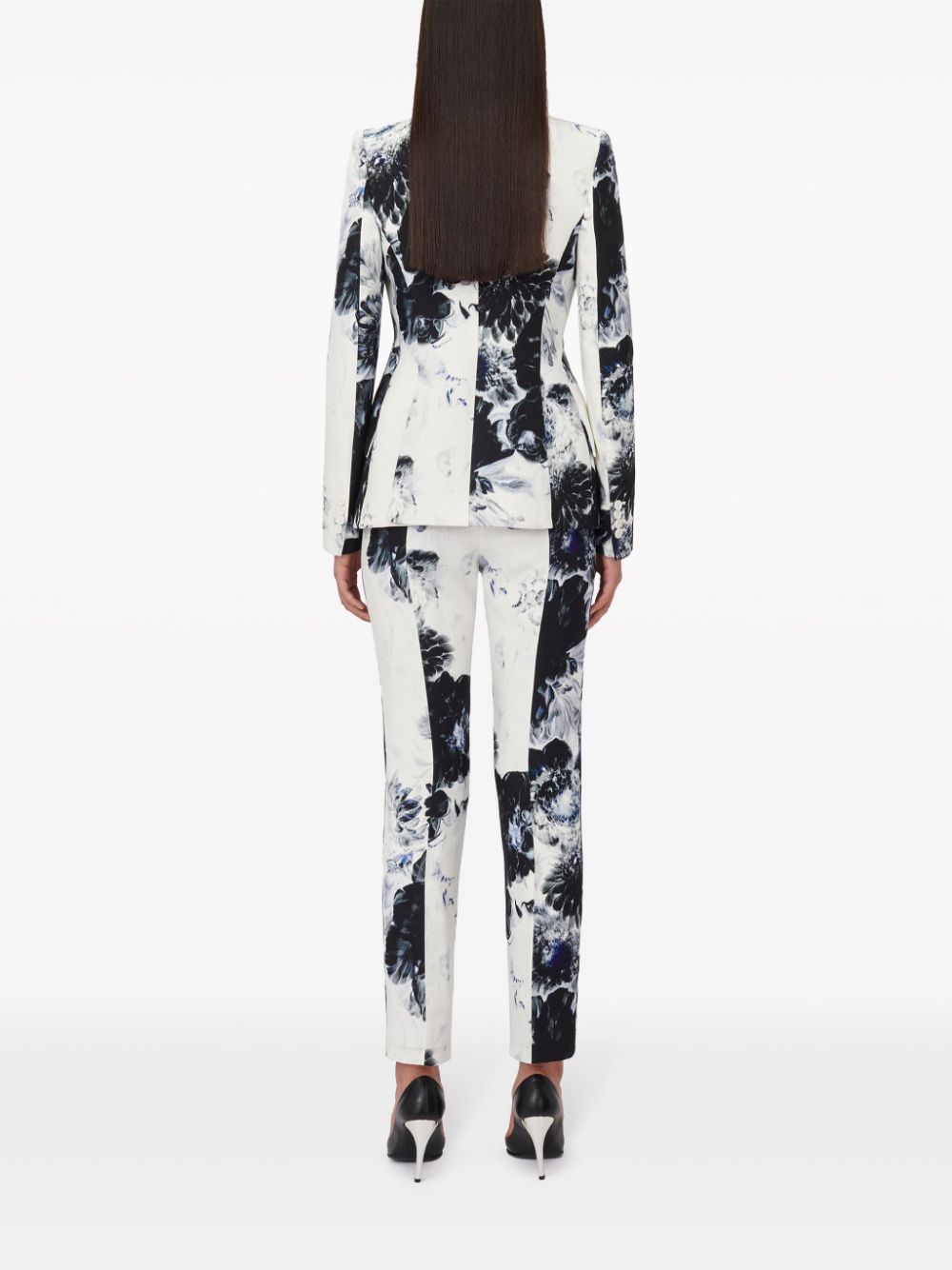 Shop Alexander Mcqueen Peak Floral-jacquard Blazer In White