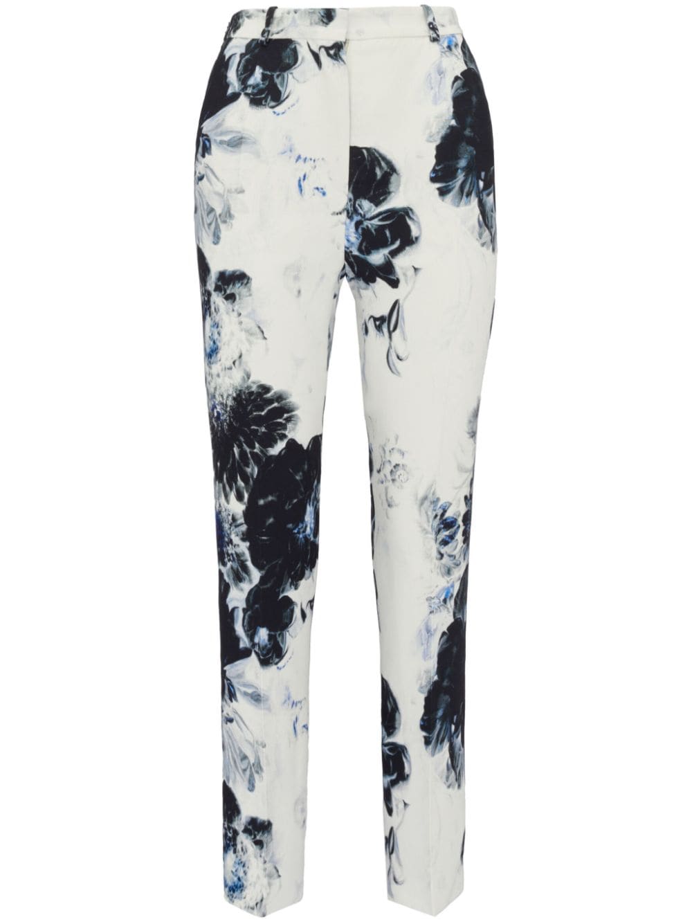 Shop Alexander Mcqueen High-waisted Cigarette Trousers In White