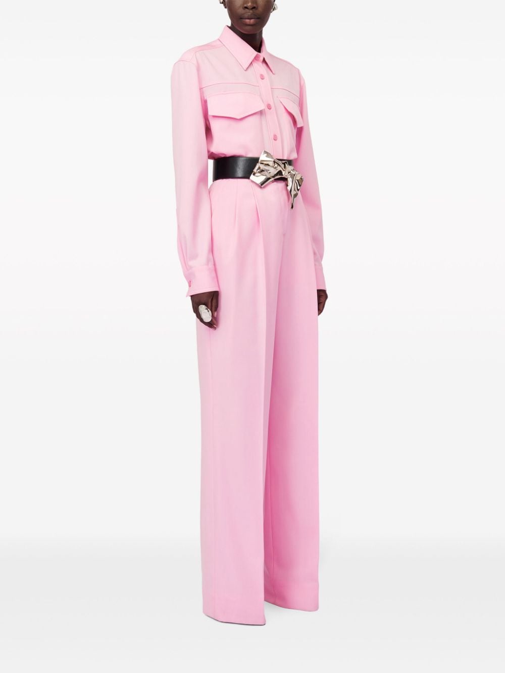 Shop Alexander Mcqueen Double-pleat Wide-leg Trousers In Rosa