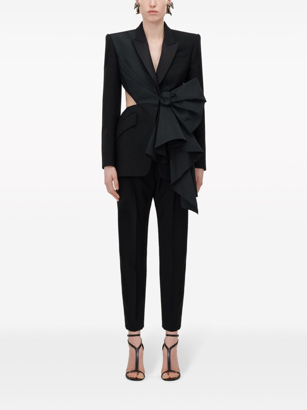 Alexander McQueen Blazer verfraaid met strik - Zwart