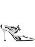 Alexander McQueen Punk 90mm buckled metallic mules - Silver