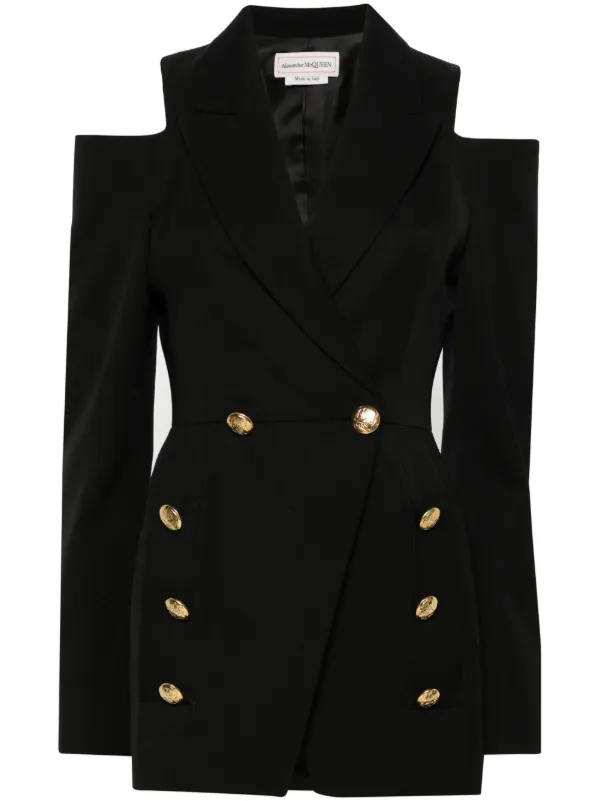 Alexander McQueen Military cold shoulder double breasted Jacket Black FARFETCH SA