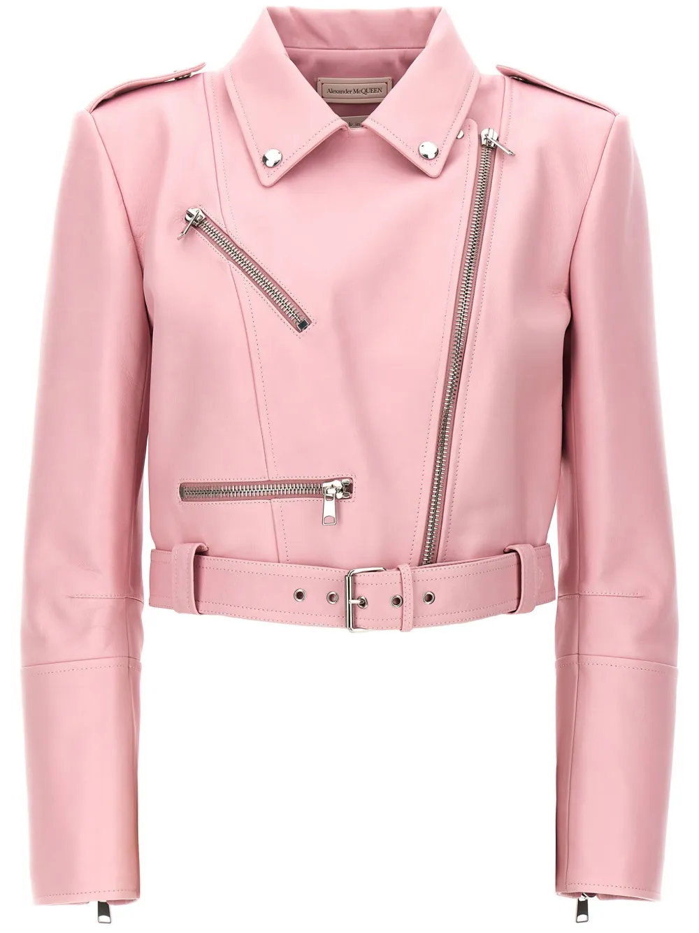 Alexander McQueen Cropped bikerjack Roze