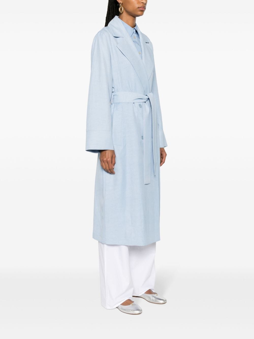 Shop P.a.r.o.s.h Double-breasted Trench Coat In Blue
