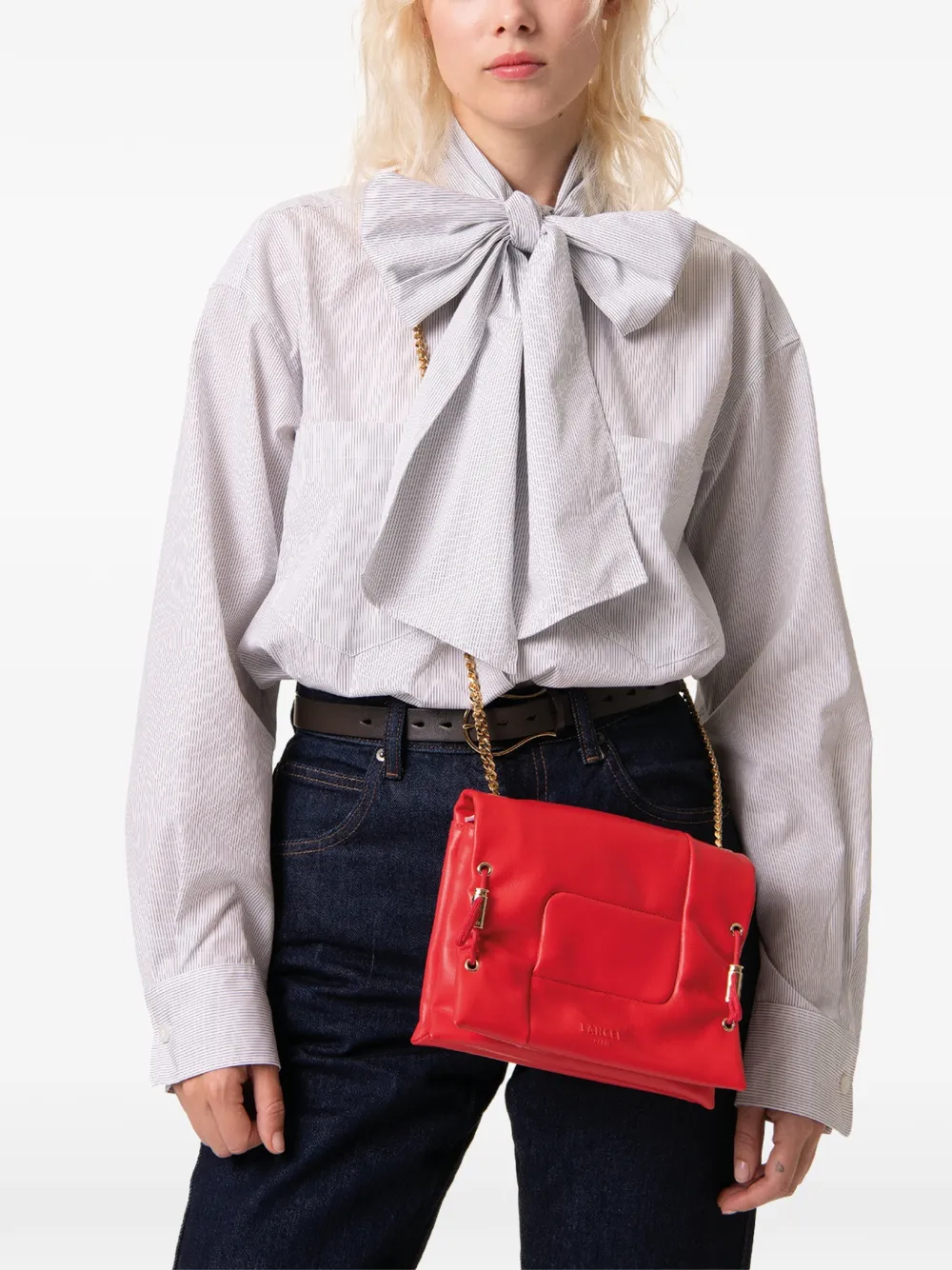  Lancel Billie Flap Chain Cross Body Bag - Red 