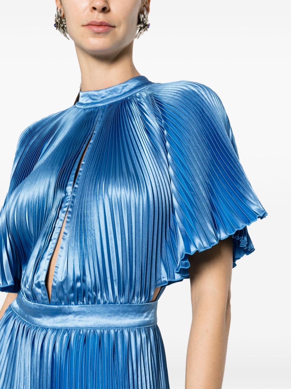 Shop L'idée Elite Pleated Maxi Dress In Blue