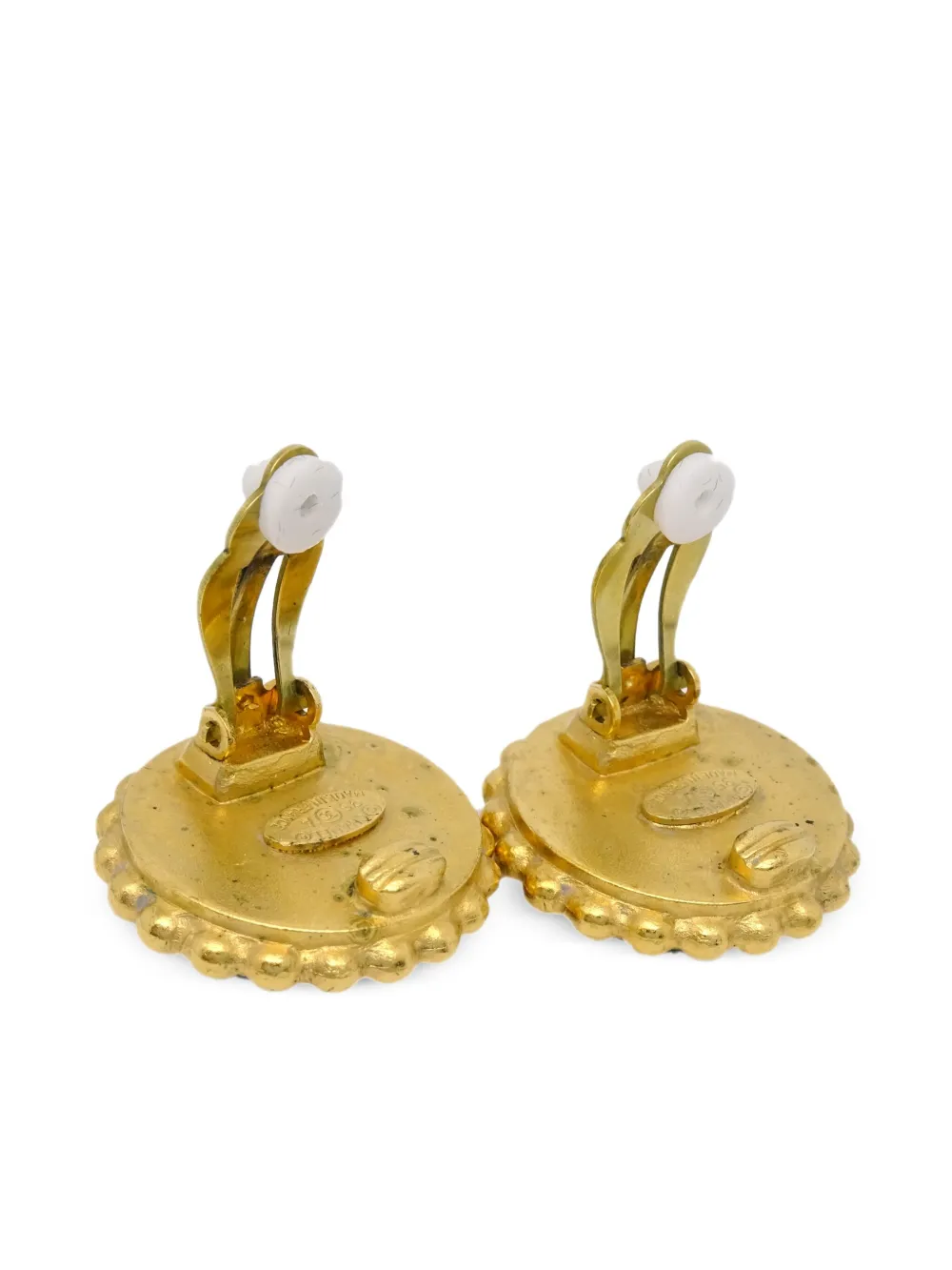CHANEL Pre-Owned 1995 CC button clip-on earrings - Goud