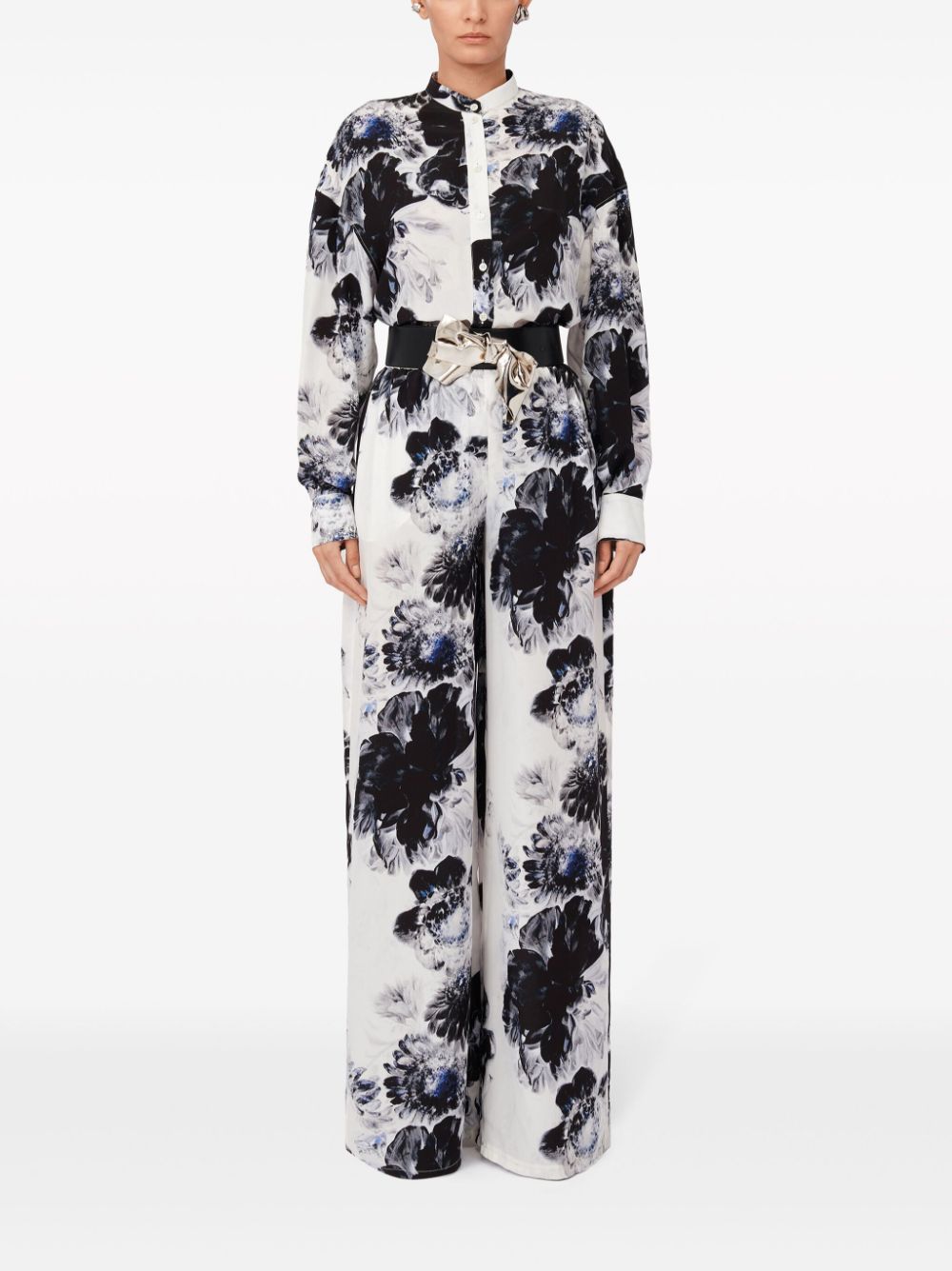 Alexander McQueen Broek met bloemenprint - Wit