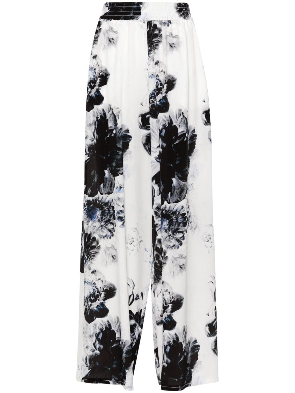 Alexander McQueen Chiaroscuro floral-print pyjama trousers - Weiß