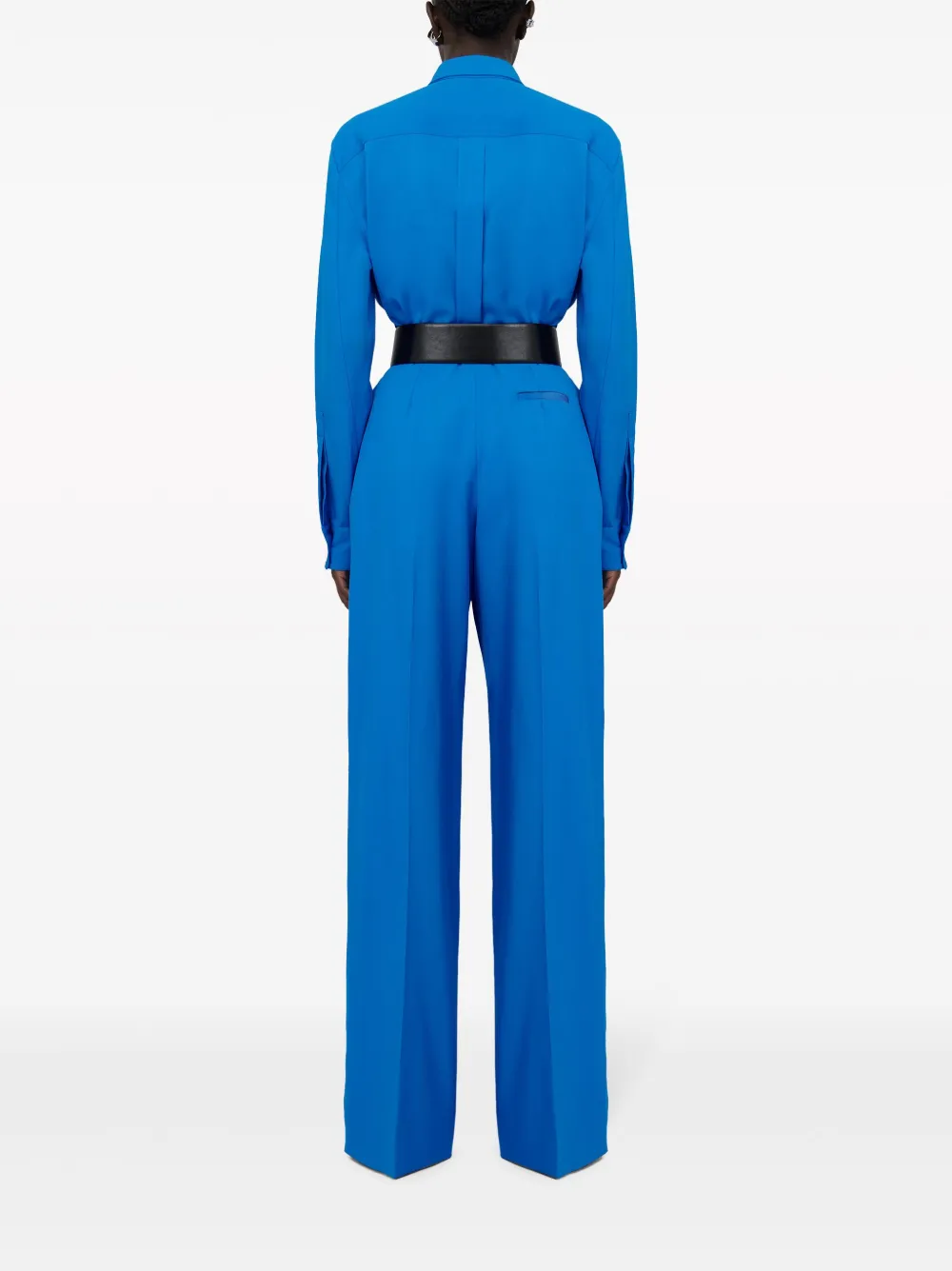 Alexander Mcqueen Double-pleat Wide-leg Trousers In Blau