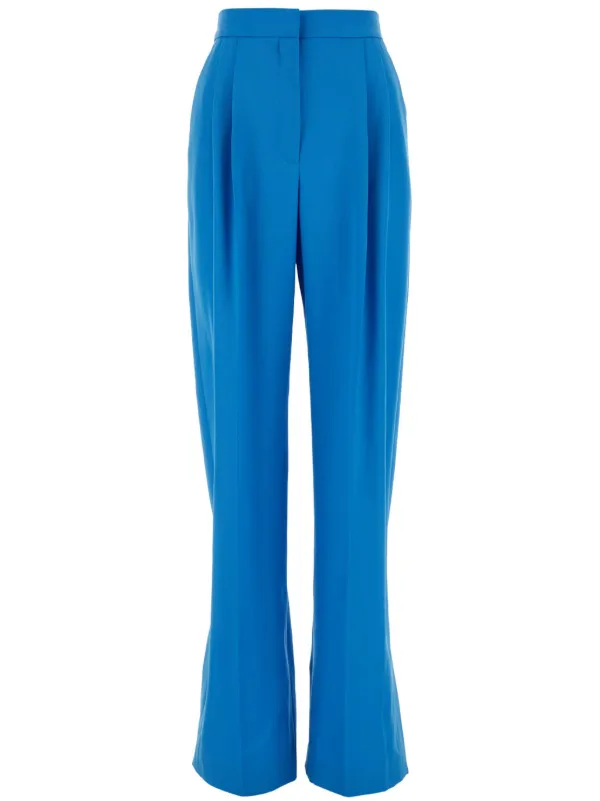 Alexander McQueen Double-pleat Wide-leg Trousers in Blue