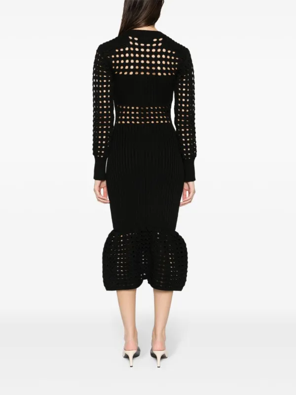 【関税&送料込】Alexander Mcqueen Black Knitted Midi Dress Alexander McQueen Knitted Mesh Midi Dress | Black | FARFETCH CA