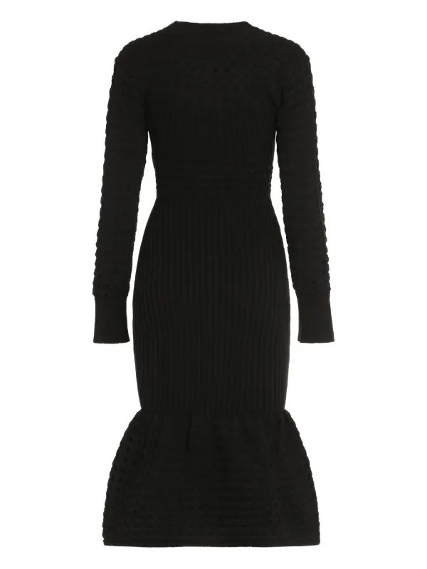 Alexander McQueen Knitted Mesh Midi Dress | Black | FARFETCH