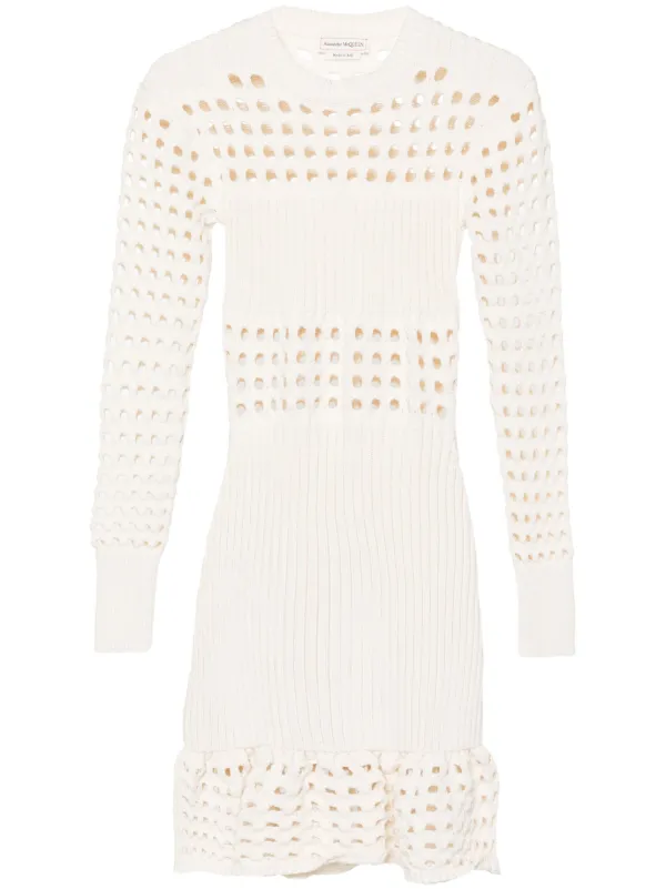 alexander mcqueen knit dress Alexander Mcqueen Cutout Off-The-Shoulder Knit Midi Dress