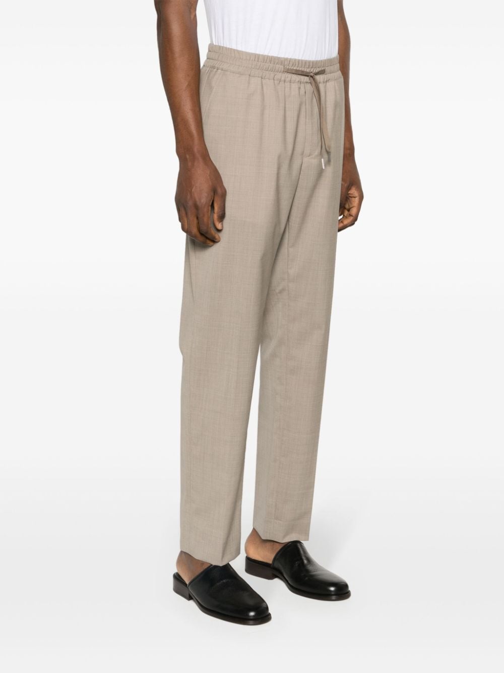 Shop Sandro Drawstring Wool Tailored Trousers In Neutrals