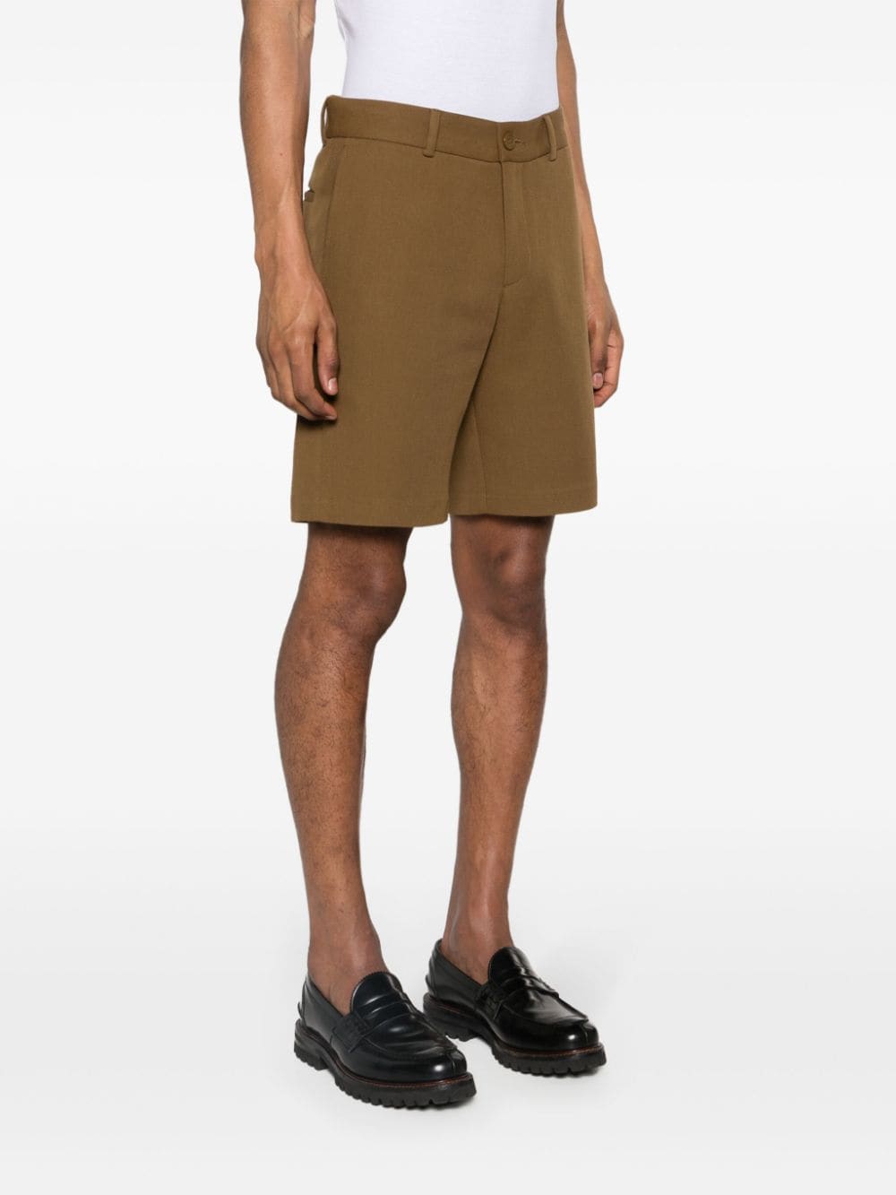 Shop Sandro Twill Cotton Bermuda Shorts In Brown