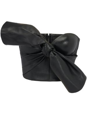 Alexander McQueen Black Leather Bra Top - 8 - ShopStyle