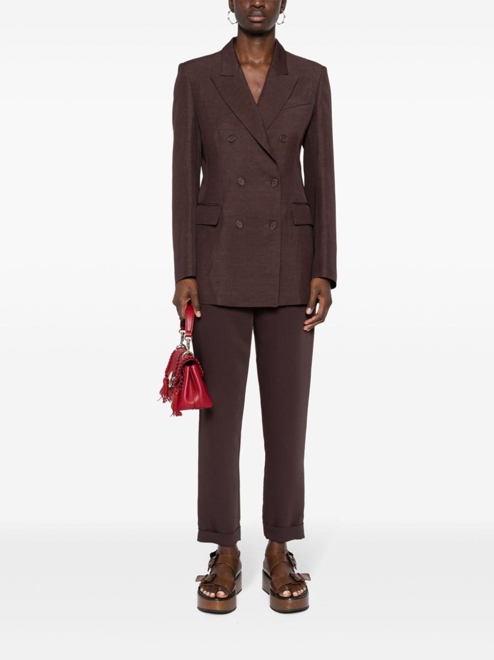 Shop P.a.r.o.s.h Peak-lapel Double-breasted Blazer In Brown