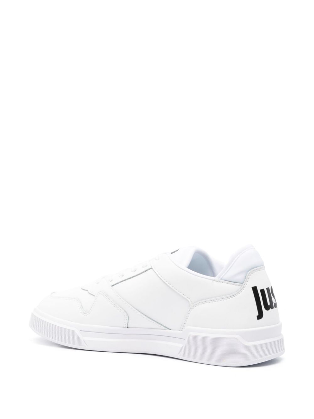 Shop Just Cavalli Logo-print Panelled Leather Sneakers In White