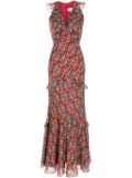 Saloni Rita geometric-pattern print dress - Orange