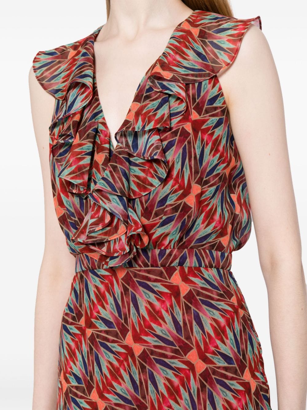 Shop Saloni Rita Geometric-pattern Print Dress In Multicolour
