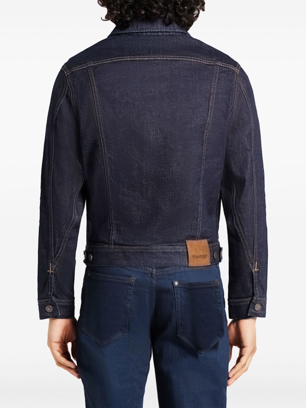 Shop Tom Ford Contrast-stitching Denim Jacket In Blue